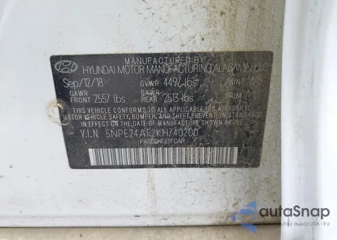 2019 Hyundai Sonata Se из США, поврежденный, VIN 5NPE24AF2KH740200